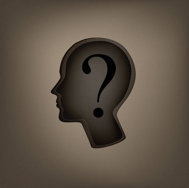 Ben kimim kavramı, adam profil içinde soru işareti ile,