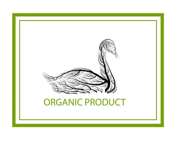 Ökologisches Produktkonzept, Gans wie Baum auf weißem Hintergrund, grüne Öko-Produktidee, Öko-Produktion, — Stockvektor