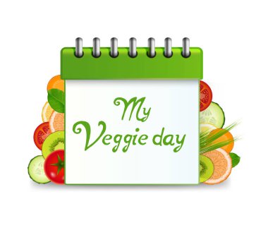 sebzeli Organizatör, takvim, sebzeli gün, sebze havuç, domates ve salatalık, kivi, portakal, vejetaryen gün benim sebze yeşil soğan ve yazıt gün,