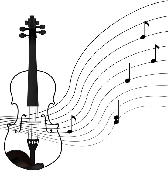 Violon avec notes isolées, détails réalistes violon isolé , — Image vectorielle