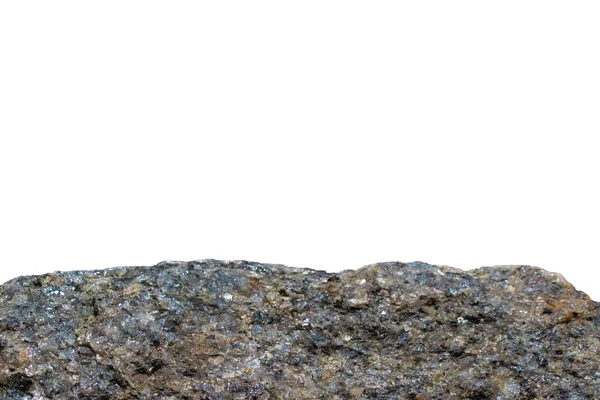 Beyaz arka planda kaya veya taş. Granit crouan jant veya uçurum veya dağ gibi kenar seçin. Jeoloji mineral dokusu üçte bir yakın çekim izole