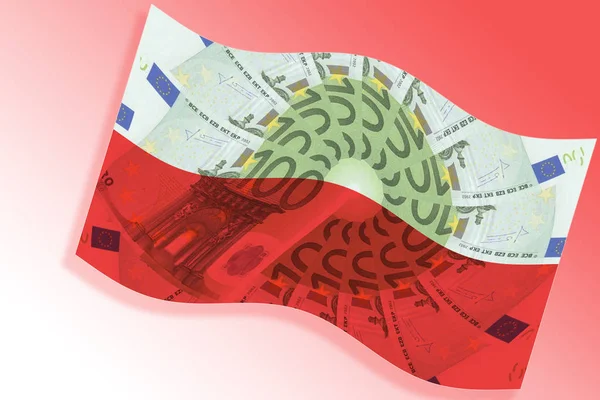 Polonya ve Avrupa Birliği mali işbirliği kavramı. Lehçe bayrak overlai