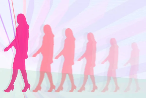 Woman career development. Silhouettes of business women in suits