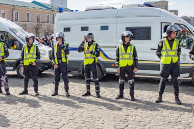 Kharkiv, Ukrayna, Eylül 2019 Polis güvenlik kordonu. Polis.