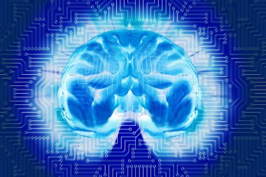 Yapay zeka konsepti çizimi. İnsan beyni...