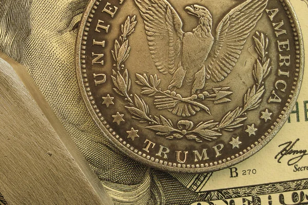 Mezar taşı Trump 'lı Amerikan Doları. Seçim kampanyası kavramı