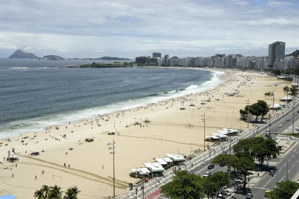 Stranden Copacabana Rio Janeiro Brasilien Molnig Dag — Stockfoto