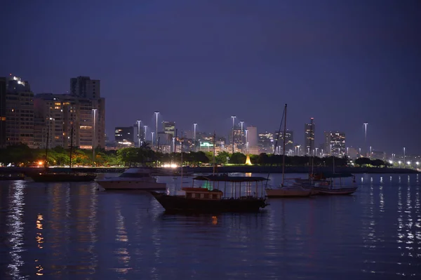 Рио Жанейро Бразилия Dezembro 2017 View Botafogo Bay Dusk — стоковое фото