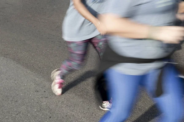 People Running Street Race Asphalt Surface Motion Blur Effect — Stock Photo, Image