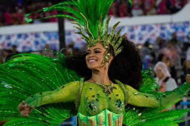 Rio, Brezilya - 22 Şubat 2020: Samba Okulu Akademicos de Santa Cruz, Marques de Sapucai Sambodromo 'da geçit töreni