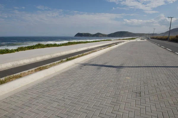 Carril Bici Asfaltado Día Verano Playa Desierta — Foto de Stock