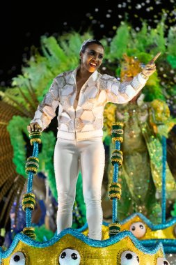 Rio, Brezilya - 22 Şubat 2020: Samba okulu Inocentes de Belford Roxo 'nun Marques de Sapucai Sambodromo' da geçit töreni