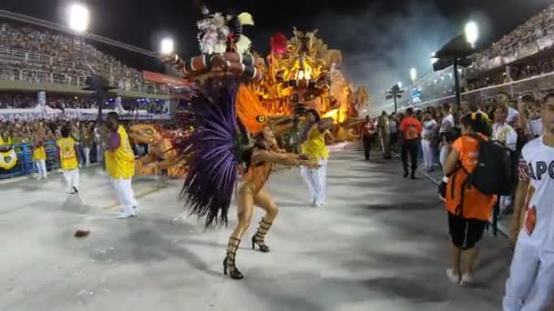 ブラジル 2020年2月24日 パレード中のグランドリオカーニバルサンバスクールカーニバルRj 2020 サンボドロモでは 床を強調 — ストック動画