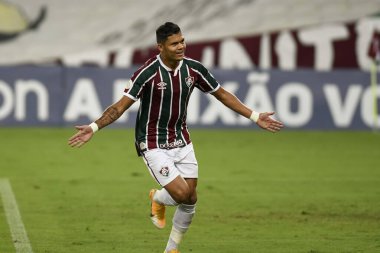 Rio, Brezilya - 02 Eylül 2020: Evanilson oyuncusu Maracana Stadyumu 'nda Brezilya Şampiyonası' nda Fluminense (1) ve Atletico-GO arasında oynanan karşılaşmada golü kutladı