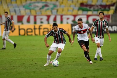 Rio, Brezilya - Eylül 02, 2020: Michel Araujo Fluminense (1) ve (1) Atletico-GO arasında oynanan maçta Brezilya Maracana Stadyumu 'nda oynanan Brezilya Şampiyonası