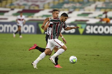 Rio, Brezilya - Eylül 02, 2020: Michel Araujo Fluminense (1) ve (1) Atletico-GO arasında oynanan maçta Brezilya Maracana Stadyumu 'nda oynanan Brezilya Şampiyonası