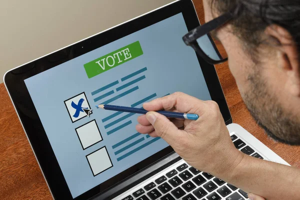 Person Voting Computer Internet — Stock Photo, Image