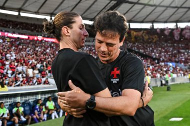 Rio, Brezilya - 21 Eylül 2025: Fernando Diniz ve Filipe Luis koçları Flamengo x Vasco arasında oynanan maçta Maracana Stadyumu 'nda oynanan 24.