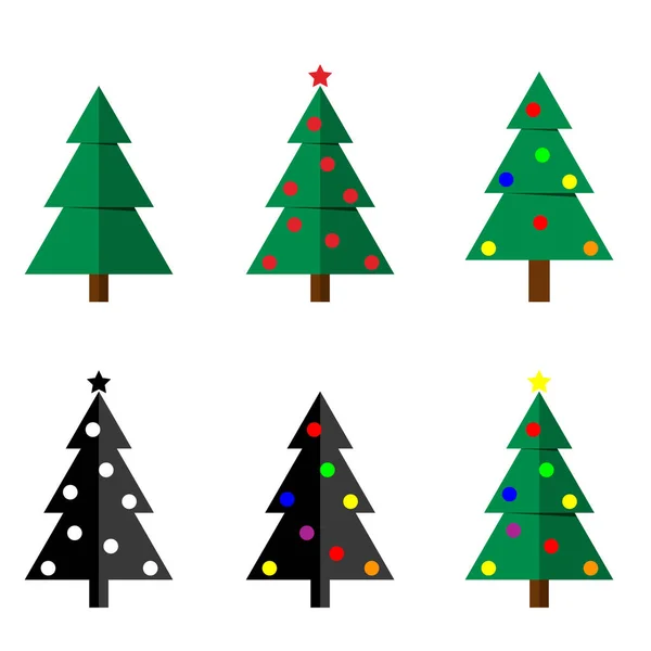 Σετ χριστουγεννιάτικα δέντρα. Χριστουγεννιάτικο δέντρο εικονογράφηση διάνυσμα. — Διανυσματικό Αρχείο