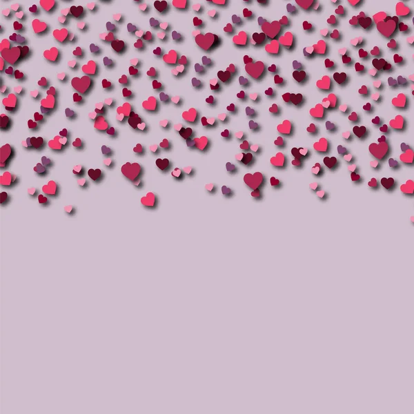 Hermosos corazones de Confetti cayendo sobre el fondo. Invitación, Tarjeta de felicitación, Cartel. Día de San Valentín . — Vector de stock