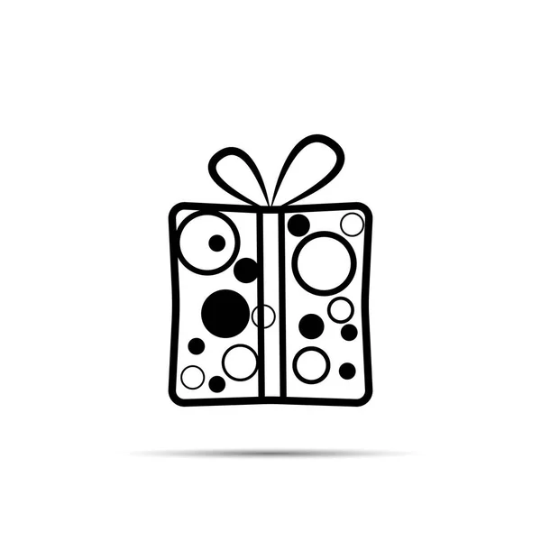 Icono de caja de regalo con círculos negros. vector — Vector de stock