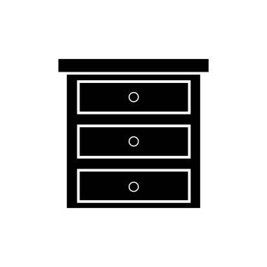 şifoniyer simgesi beyaz arka plan üzerinde. Mobilya Collection düz trendy vektör şifoniyer sembolü. web ve mobil için kullanın