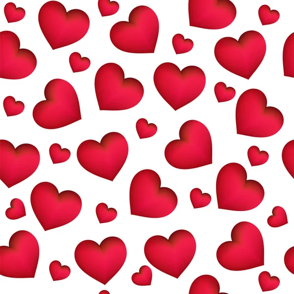 Naadloze patroon met realistische mooi rood hart. Liefde en Holiday thema. Happy Valentines day. illustratie. — Stockfoto