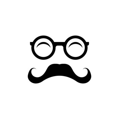 Bıyık ve Gözlük Simgesi. Vektör illüstrasyonu
