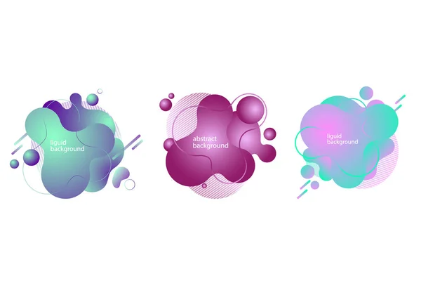 Sıvı renk soyut şekiller, soyut tasarım arka plan kümesi. Logo, afiş için soyut vektör gradyan elemanları