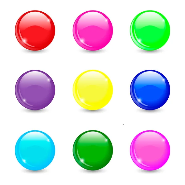 Ball Sphere Set Colorful Realistic Spheres Isolated White Background Glossy — Stock Vector