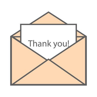 Mektuplu zarf teşekkür ederim. Vektör çizimi . Iş finansal pazarlama bankacılık reklam web kavramı karikatür illüstrasyon için düz tasarım.