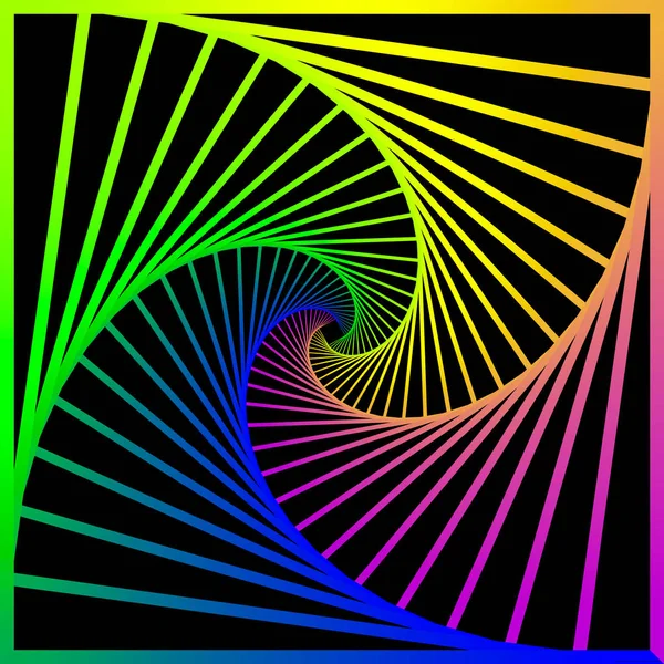 Nach innen konzentrische rotierende, spiralförmig quadratische abstrakte geometrische Hintergrund. Treppe optisches Täuschungsmuster. — Stockvektor