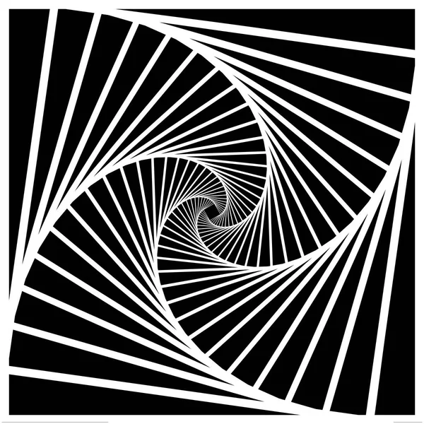 Nach innen konzentrische rotierende, spiralförmig quadratische abstrakte geometrische Hintergrund. Treppe optisches Täuschungsmuster. — Stockvektor