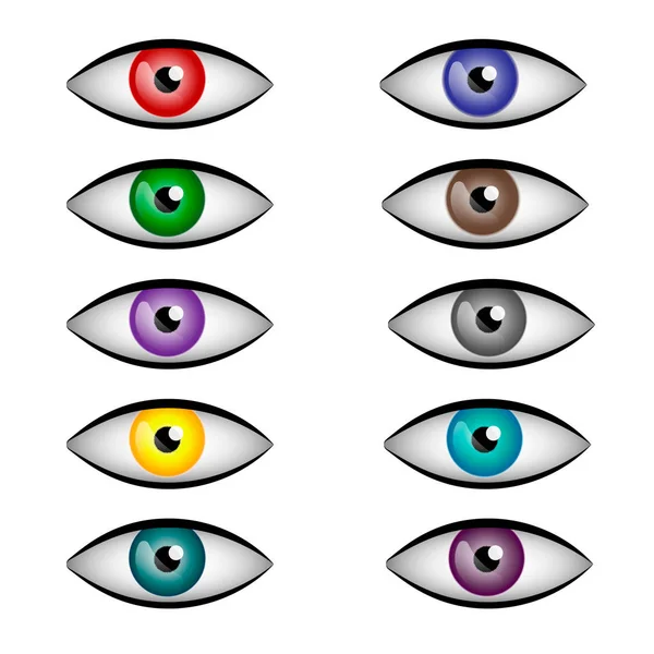 Conjunto de ojos realistas con diferentes colores de iris. ilustración vectorial - eps 10 — Archivo Imágenes Vectoriales