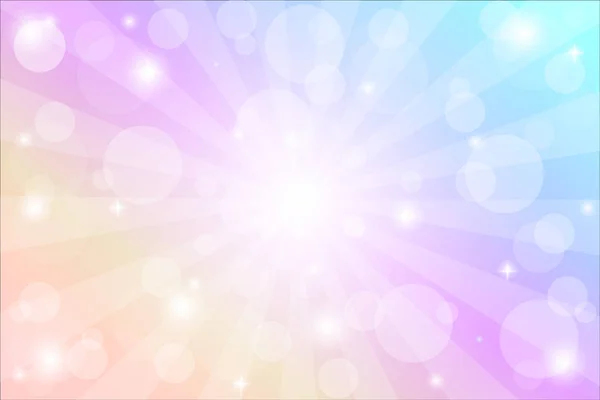 Sunburst Hintergrund mit Funkeln und Strahlen, Vektorillustration mit Bokeh-Lichtern. — Stockvektor