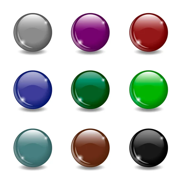 Sphère de balle 3d. Ensemble de sphères réalistes colorées isolées sur fond blanc . — Image vectorielle