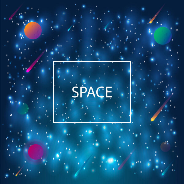 Space Galaxy Background with planets, nebula, stardust and bright shining stars.