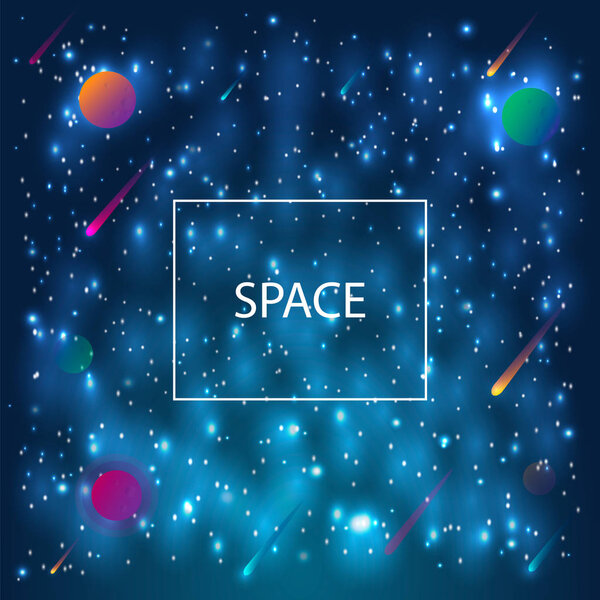 Cosmic Galaxy Background with nebula, stardust and bright shining stars. Vector illustration