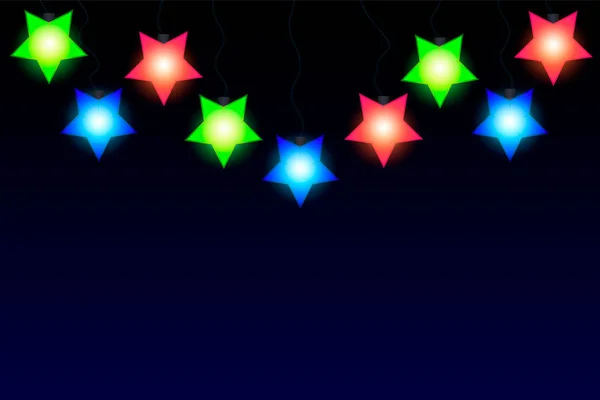 Ragyogó csillagok vektoros garland. Karácsonyi díszek fények hatását. Vector design elemek. — Stock Vector