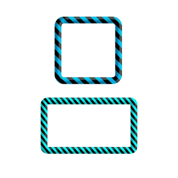 Blauwe decoratieve rand frames. Diagonale strepen patroon. Abstracte geometrische achtergronden. — Stockvector