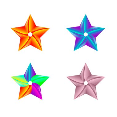 Renkli yıldız Logo şablonu. Beyaz arka plan üzerinde izole. Vektör çizim.