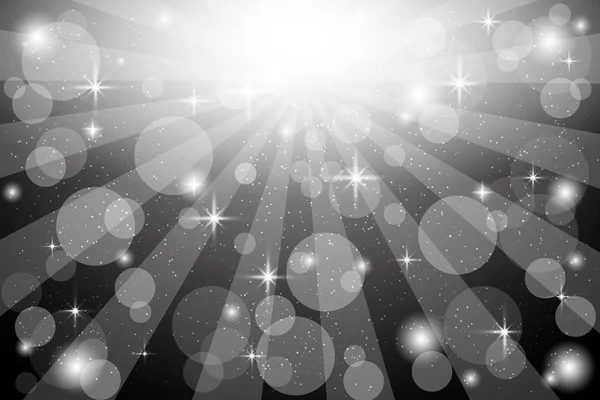 Vector silver glowing light glitter background. Star burst with sparkles on black background. — Stock Vector