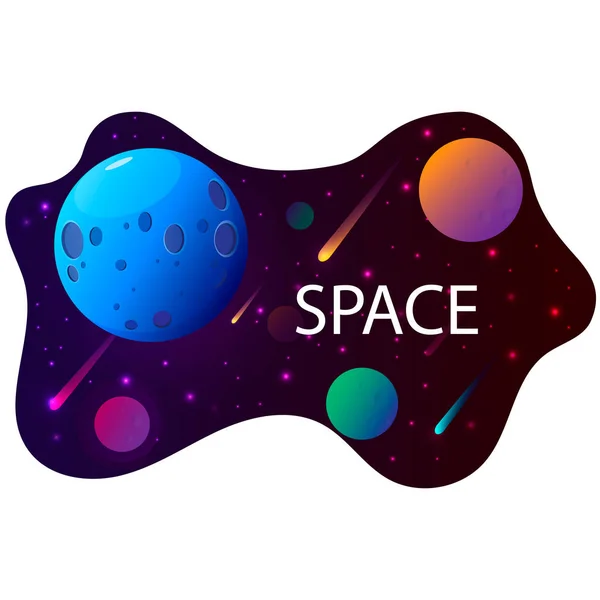 Fondo espacial con planetas y estrellas. Ilustración vectorial . — Vector de stock
