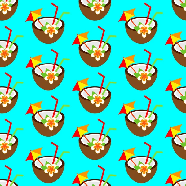 Hindistan cevizi coctail dikişsiz desen vektör illüstrasyon. Tropikal soyut arka plan.