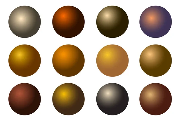 Набор всех металлических шаров из золотой серебристой латуни платины . — стоковый вектор