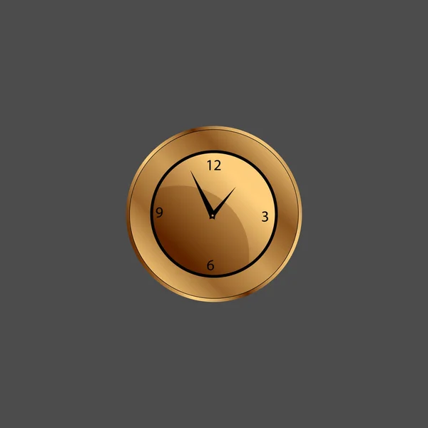Gold glänzende Uhr isoliert auf grau. Vektorillustration. eps10 — Stockvektor