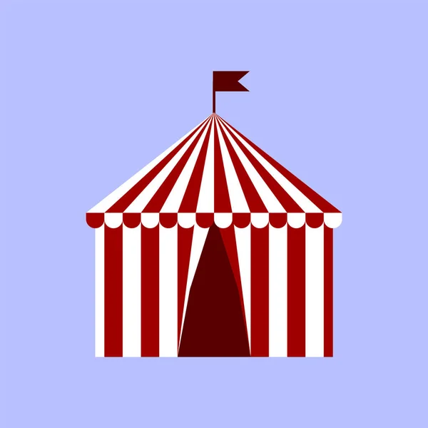Символ цирковой палатки в плоском стиле выделен на синем фоне. Векторная иллюстрация символов цирка . — стоковый вектор
