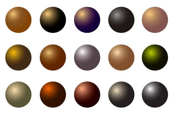 Набор всех металлических шаров из золотой серебристой латуни платины — стоковый вектор