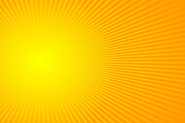 Güneş ışınları, kuvvetli güneş ışığı sarı ve turuncu renk arka plan üzerinde. Vektör çizim yaz arka plan tasarımı