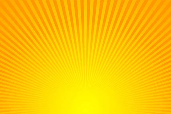 Sun rays, sunburst on yellow and orange color background. Vector illustration summer background design. — Stock Vector